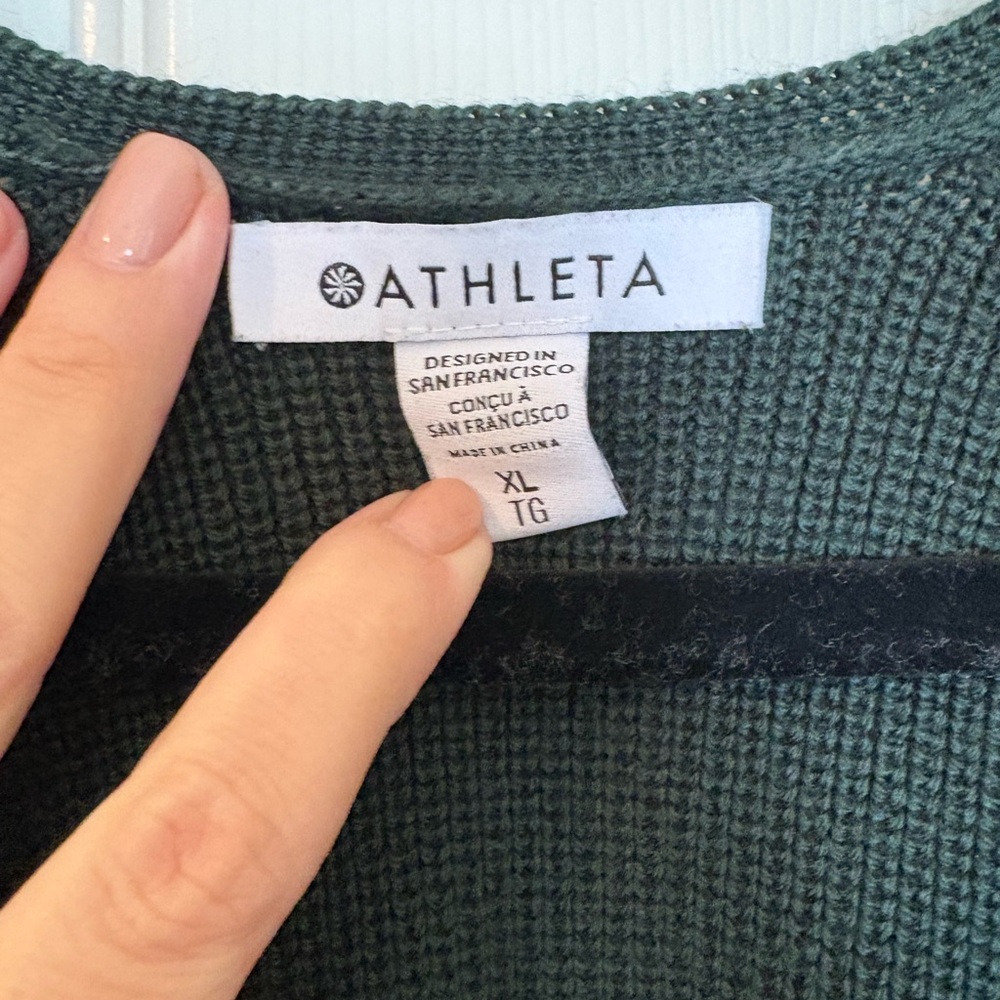 Athleta Hanover Seaweed Green V-Neck Sweater - Picture 2 of 7